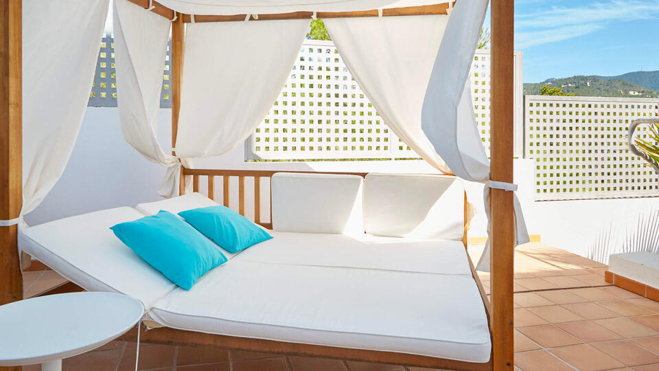 Bohemian style day bed at Villa White Beach in Ibiza