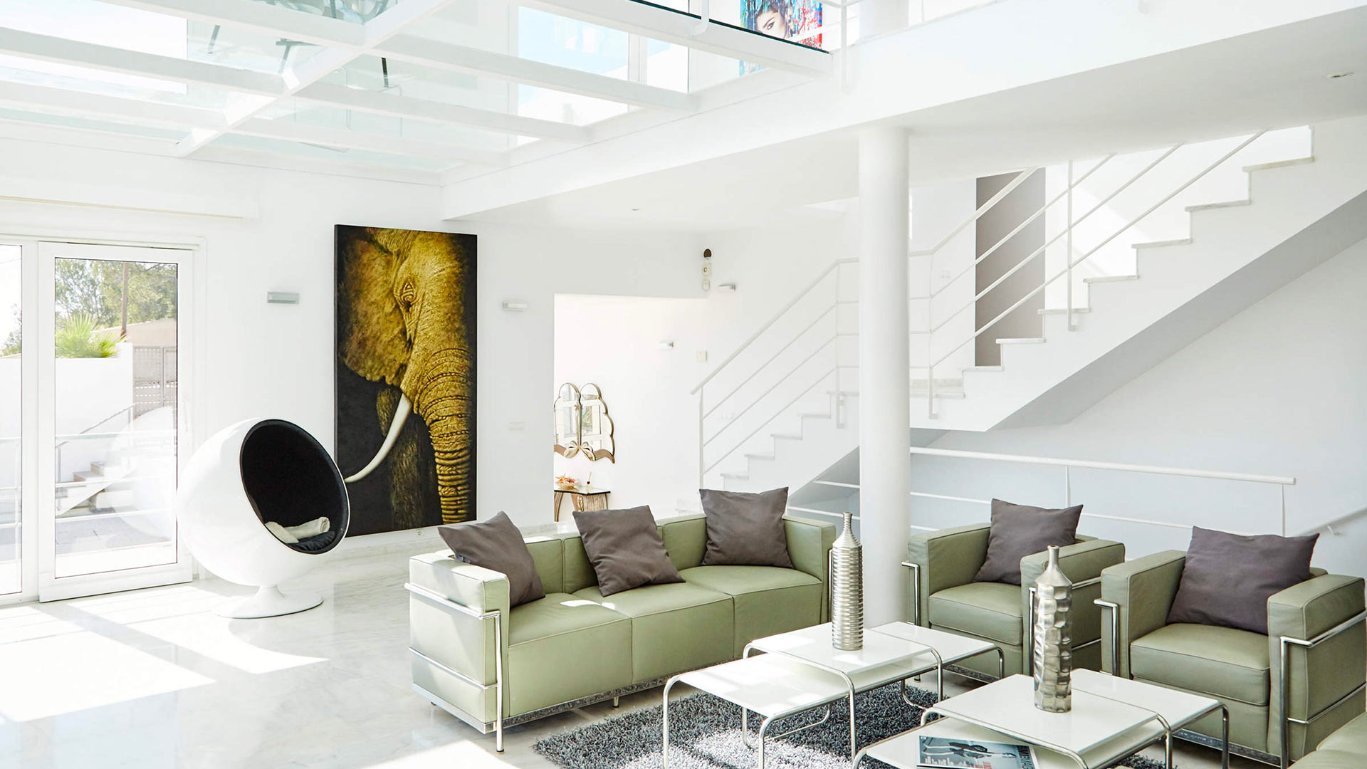 The bright and breezy living space at Villa White Beach in Ibiza