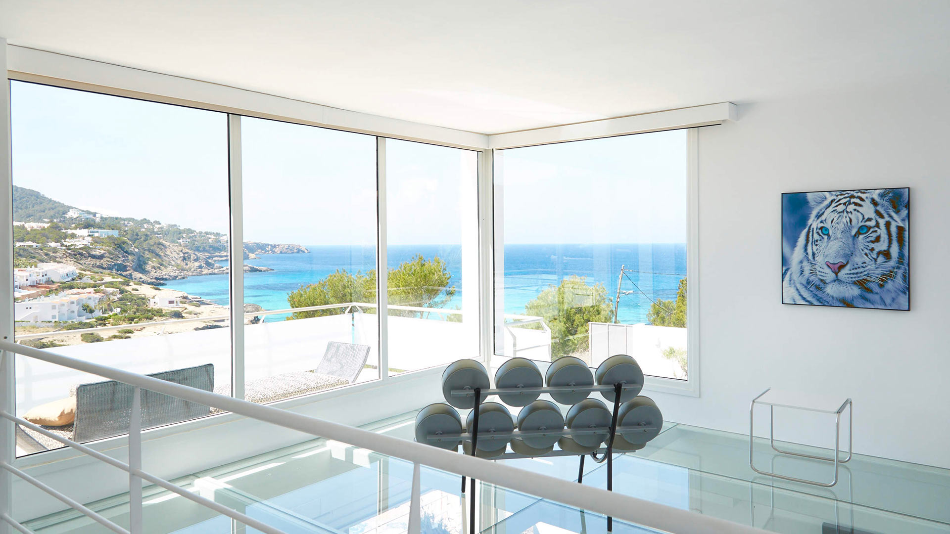 Incredible views from the hallway at Villa White Beach in Ibiza