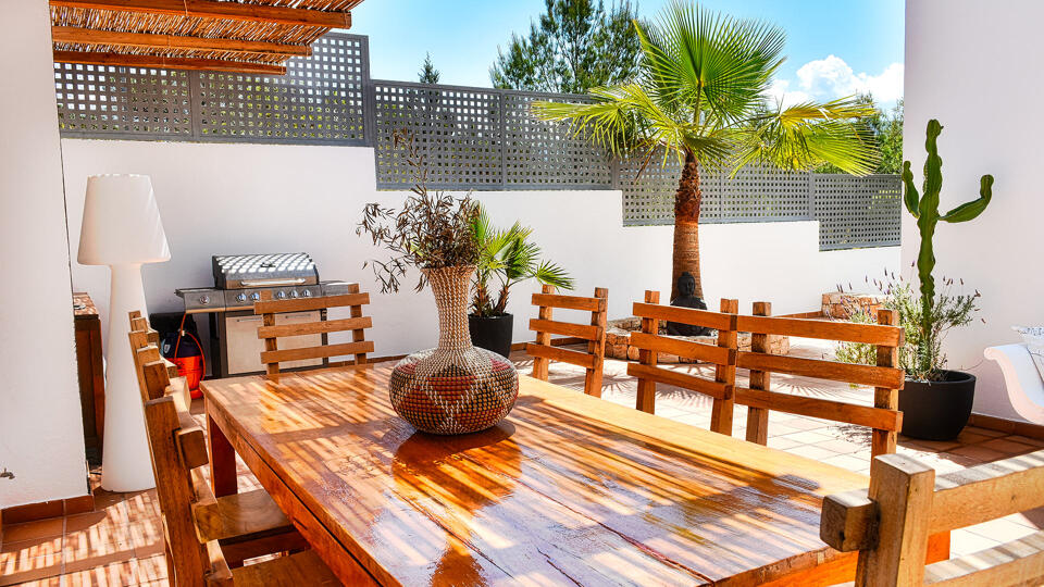 Alfresco dining spot at Villa White Beach in Ibiza perfect for friends and family gatherings