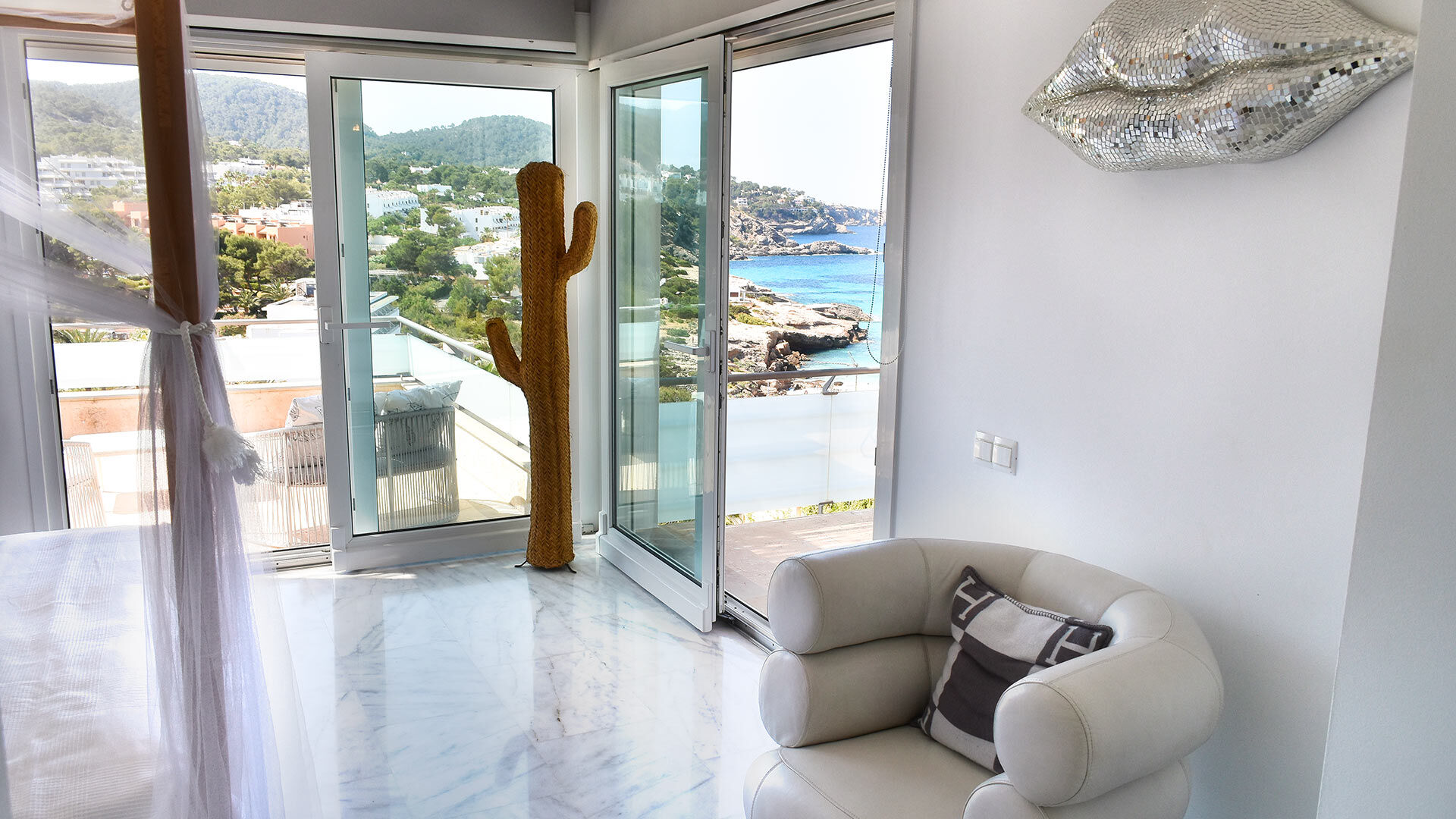 A bright and airy bedroom at Villa White Beach in Ibiza
