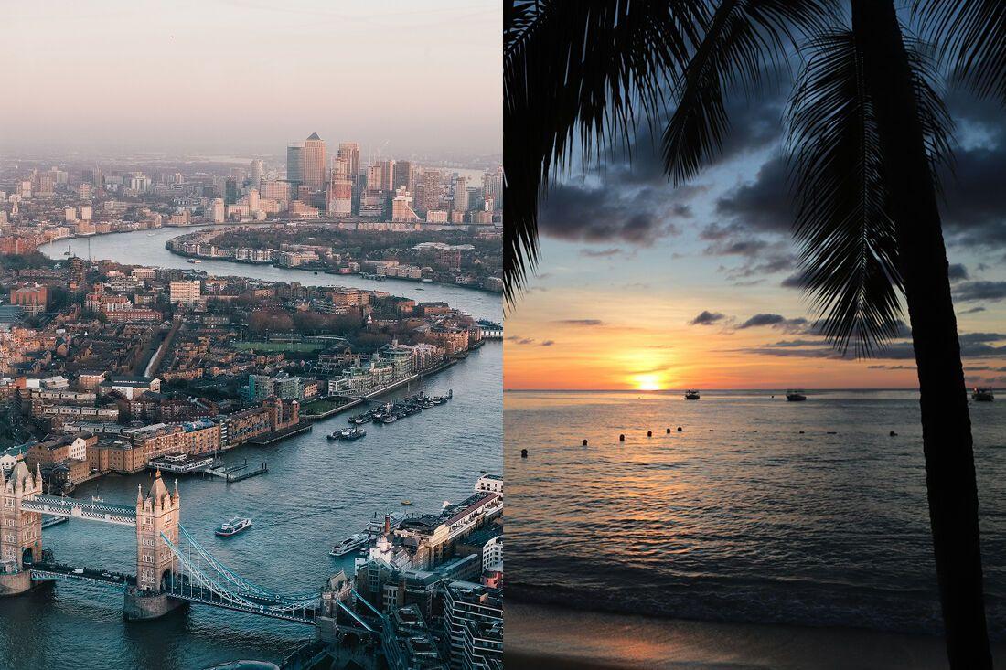 Aerial view of London and Bridgetown, Barbados