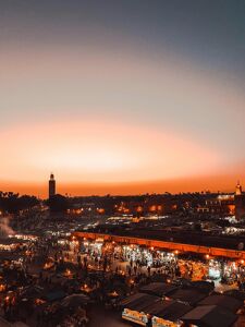 Aerial view of Marrakech as the sun sets