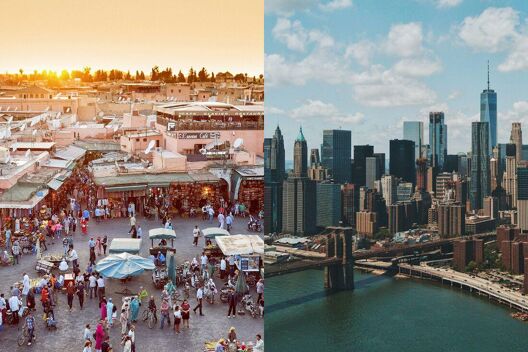 Aerial view of Marrakech and New York