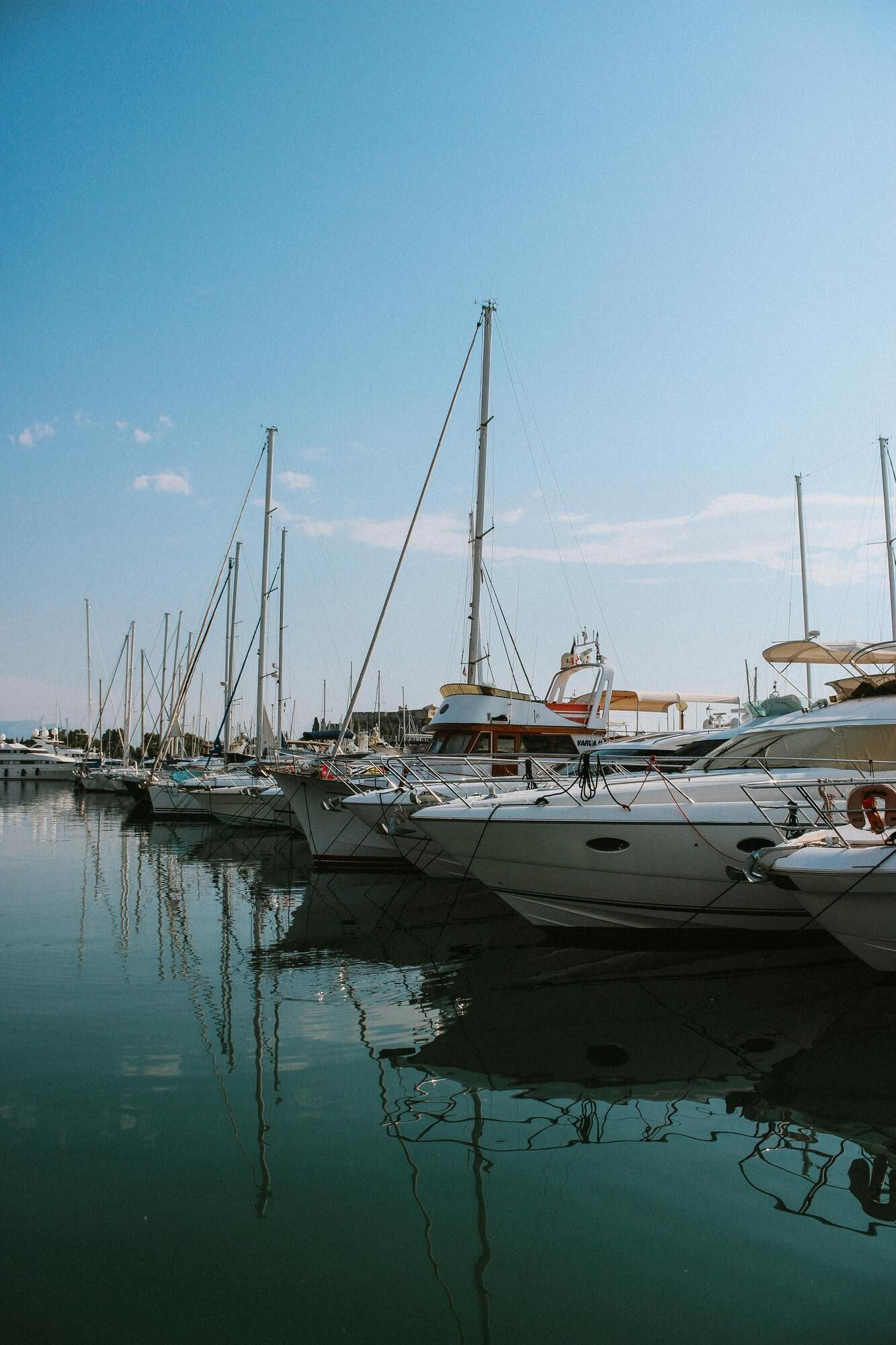 View of yachts berthed in Antibes