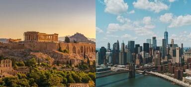 Aerial view from private jet charter flight from Athens to New York