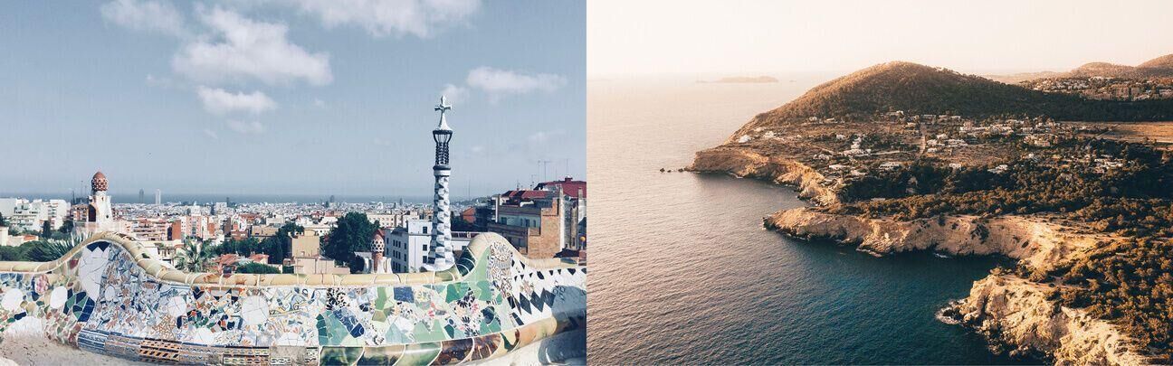 Aerial view of Barcelona and Ibiza from private jet charter flight