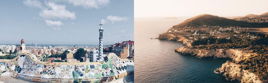 Aerial view of Barcelona and Ibiza from private jet charter flight