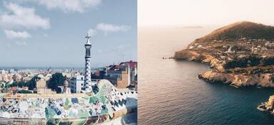 Aerial view of Barcelona and Ibiza from private jet charter flight
