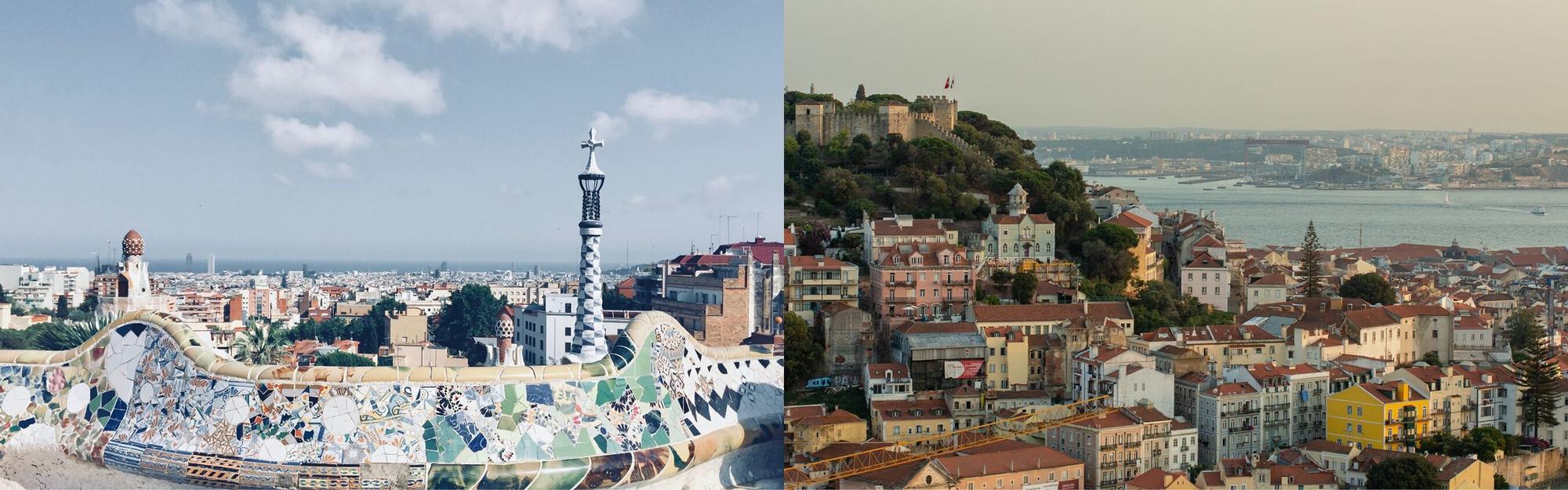 Aerial view of Barcelona and Lisbon via private jet charter