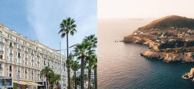 Aerial view of Cannes and Ibiza from private jet charter flight