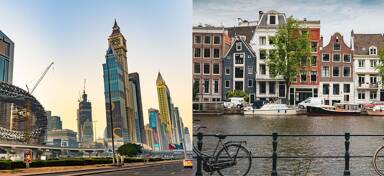 Aerial view from Dubai and Amsterdam