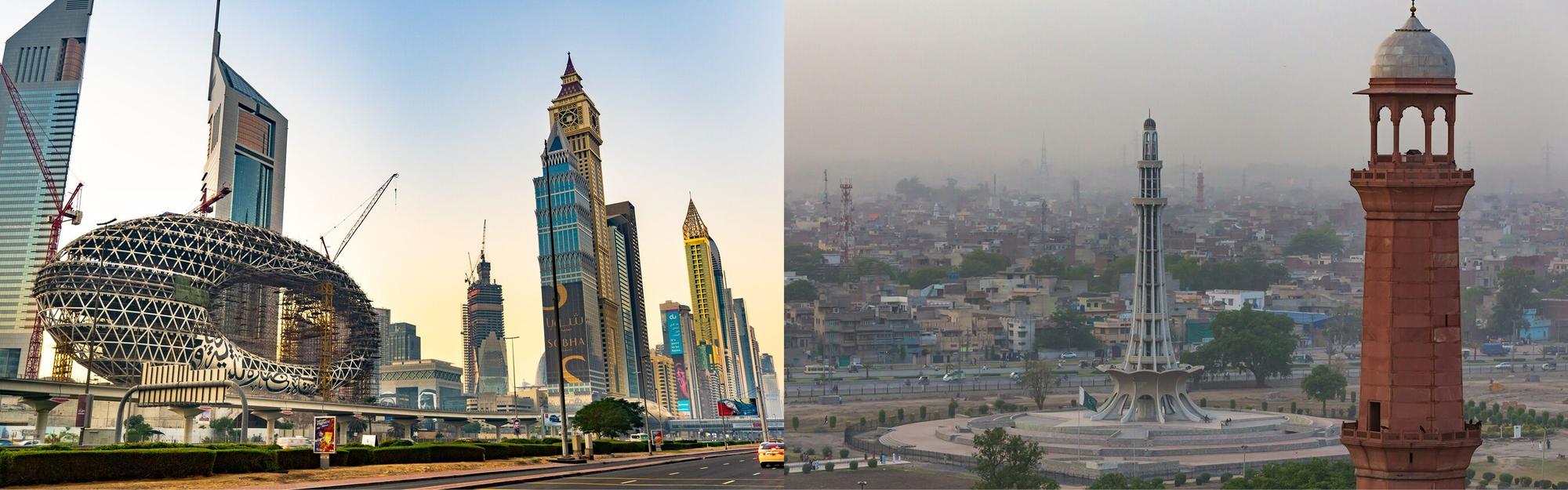 Aerial view from private jet charter flight from Dubai to Lahore