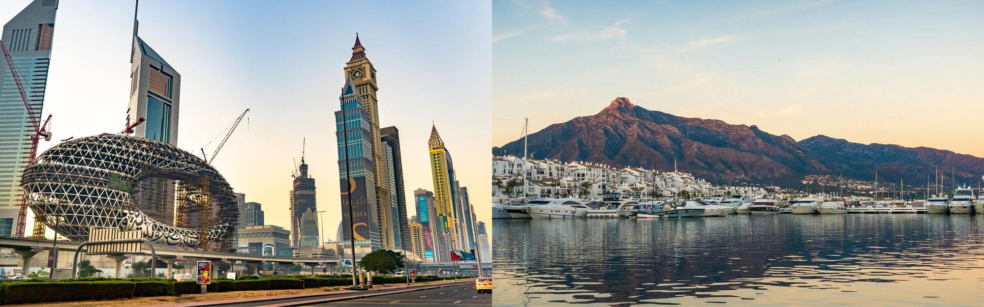 Aerial view from a Dubai to Marbella private jet charter flight