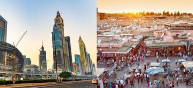 Aerial view of Dubai and Marrakech