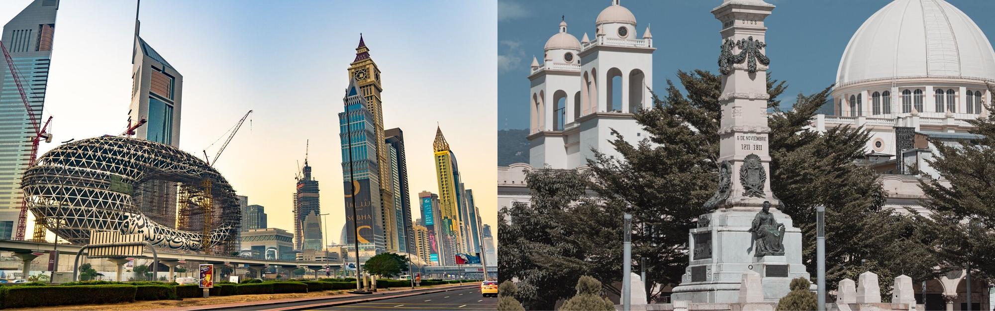 Aerial view from private jet charter flight from Dubai to El Salvador