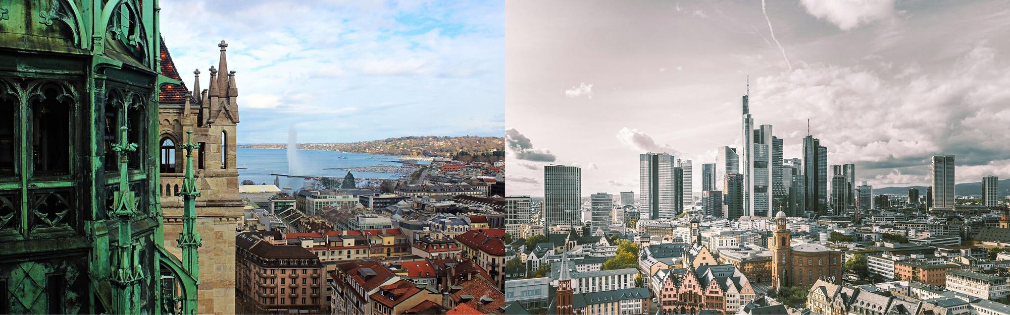 Private jet charter view of Geneva and Frankfurt