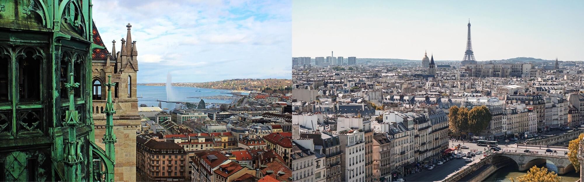 Aerial view of Geneva and Paris from Private Jet Charter