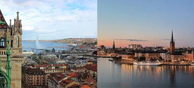 Aerial view from private jet charter flight from Geneva to Stockholm
