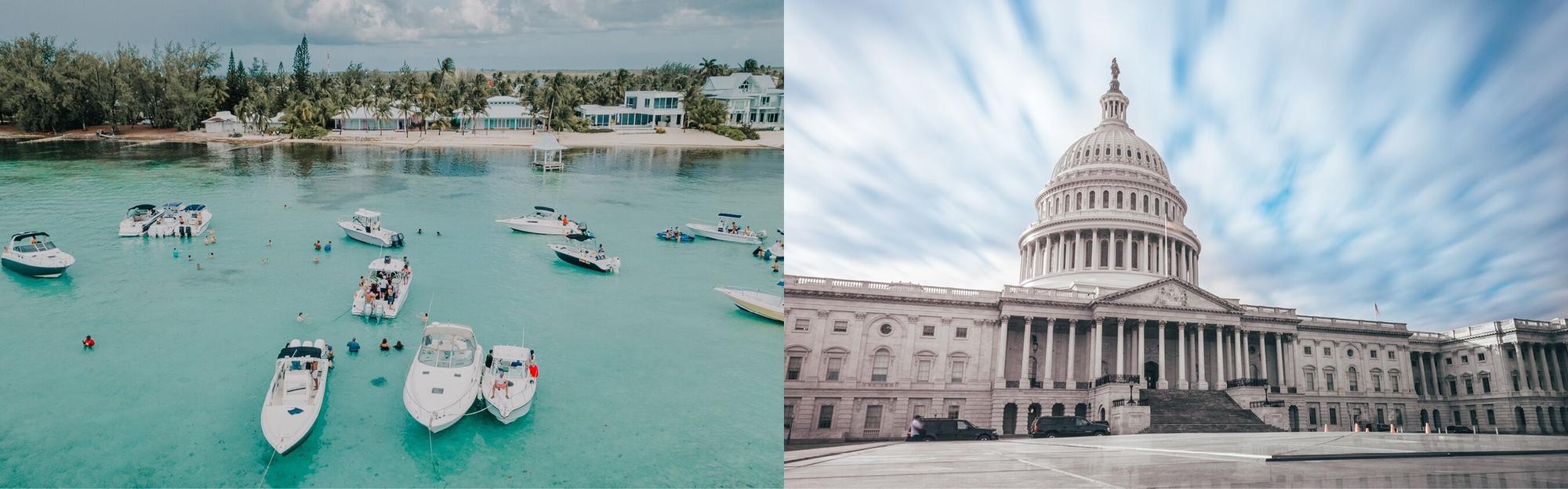 Aerial view from Grand Cayman to Washington DC private jet charter flight