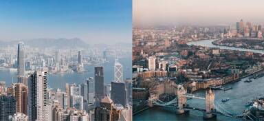 Aerial view from private jet charter flight from Hong Kong to London