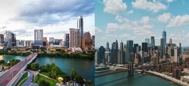 Aerial view from private jet charter flight from Houston to New York