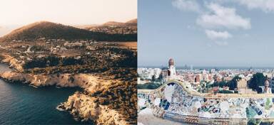 Aerial view from private jet charter flights from Ibiza to Barcelona