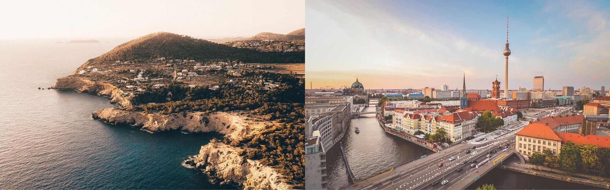 Aerial view from private jet flight from Ibiza to Berlin
