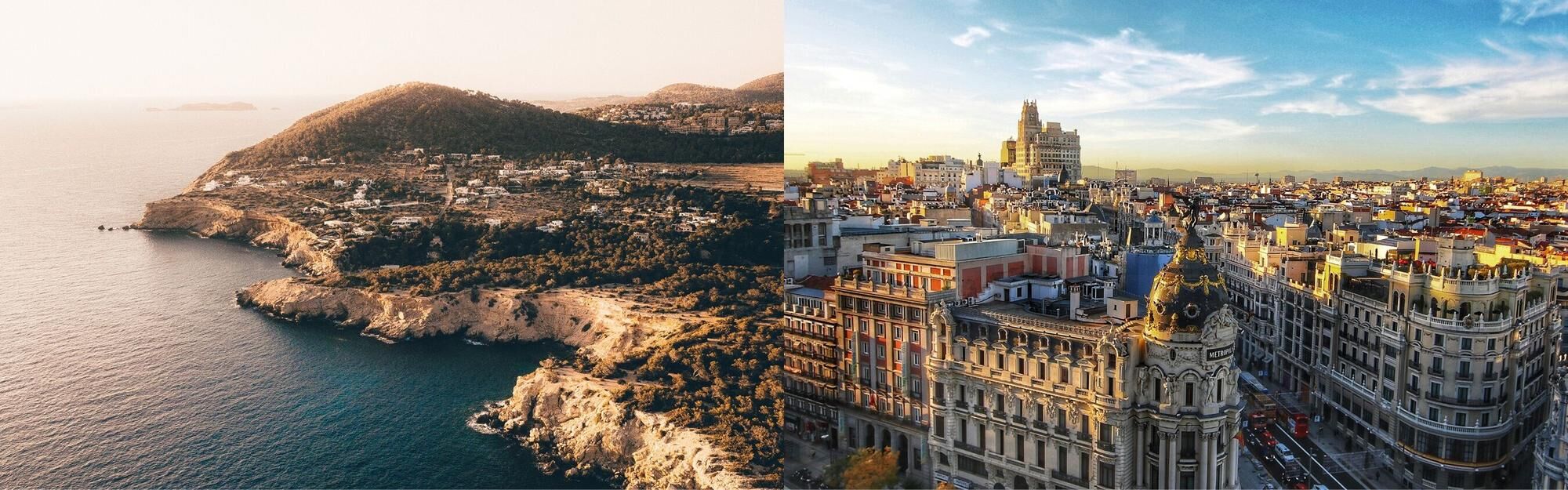 Aerial view from private jet charter flight from Ibiza to Madrid