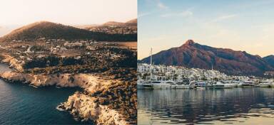 Aerial view of Ibiza and Marbella from Bluemoon private jet charter
