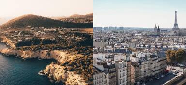 Aerial view from private jet charter flight from Ibiza to Paris