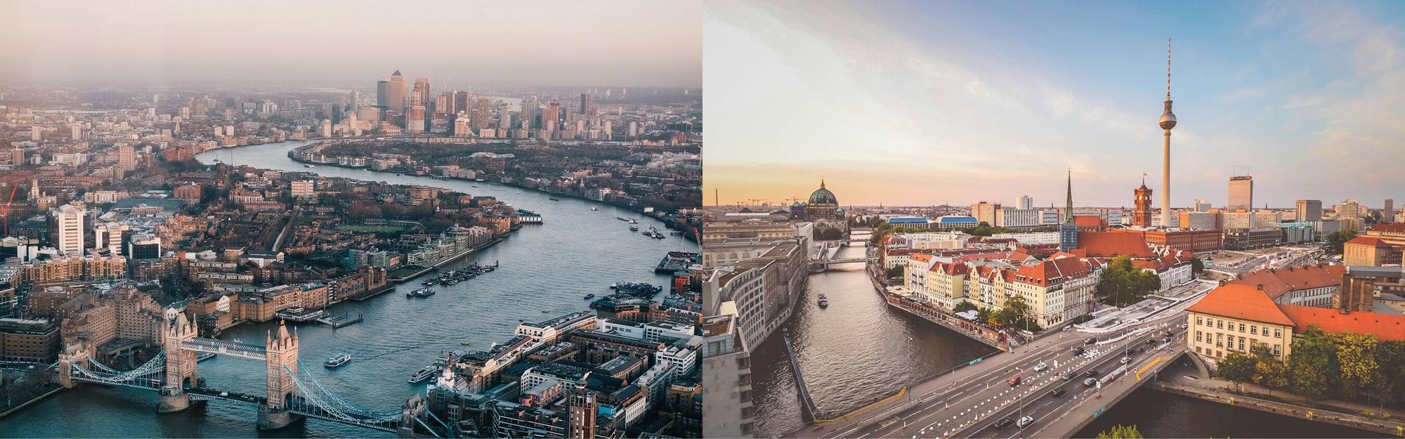 Aerial view from private jet charter flight from London to Berlin