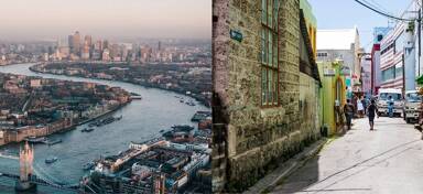 Aerial view of London and Bridgetown, Barbados