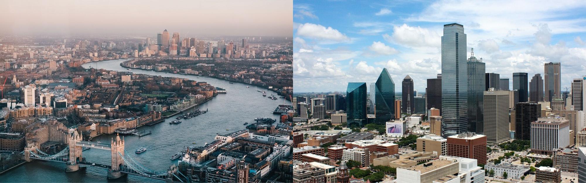 Aerial view from private jet charter flight from London to Dallas