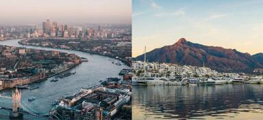 Aerial view from a London to Marbella private jet charter flight