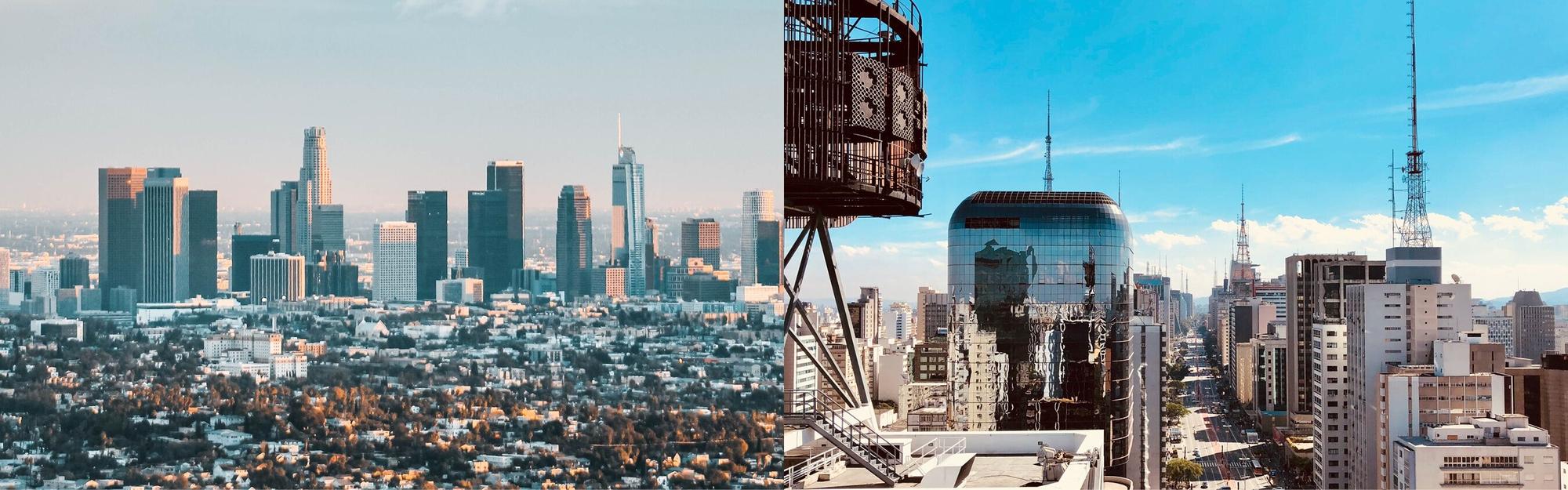 Aerial of Sao Paulo & Los Angeles from Bluemoon private jet charter