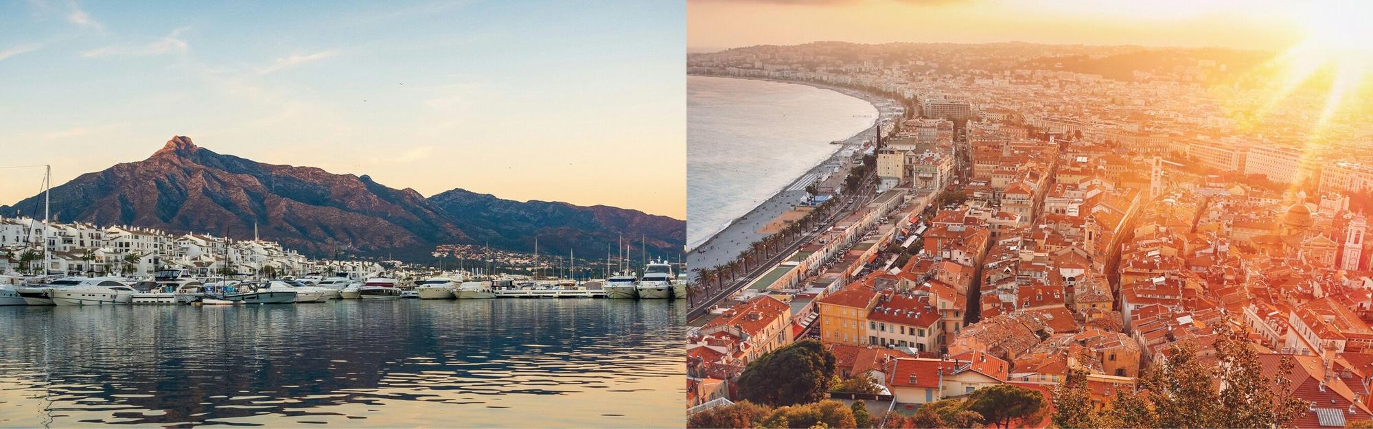 Aerial view from a Marbella to Nice private jet charter flight