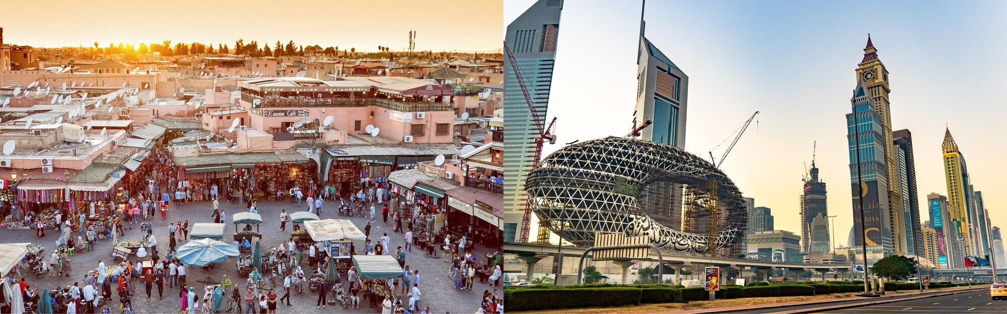 Aerial view of Marrakech and Dubai from private jet charter with Bluemoon
