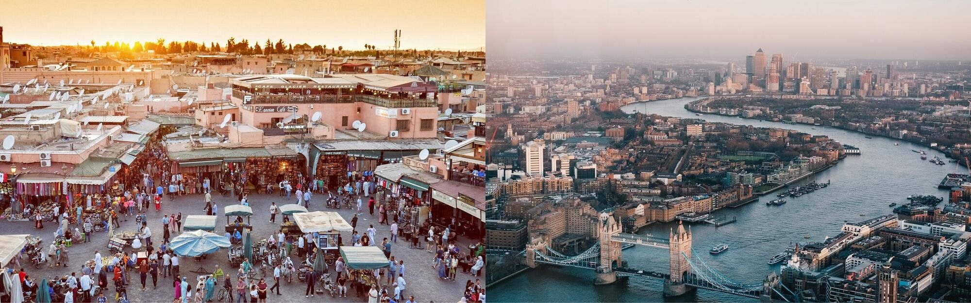 Aerial view of Marrakech and London