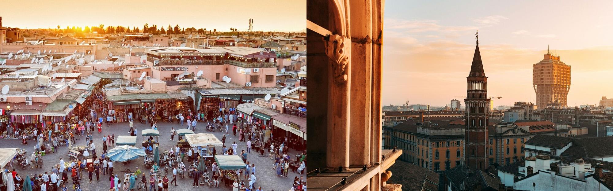 Aerial view of Marrakech and Milan