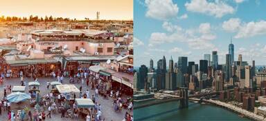 Aerial view of Marrakech and New York