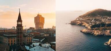 Aerial view of Milan and Ibiza from private jet charter flight