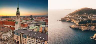 Aerial view of Munich and Ibiza from private jet charter flight