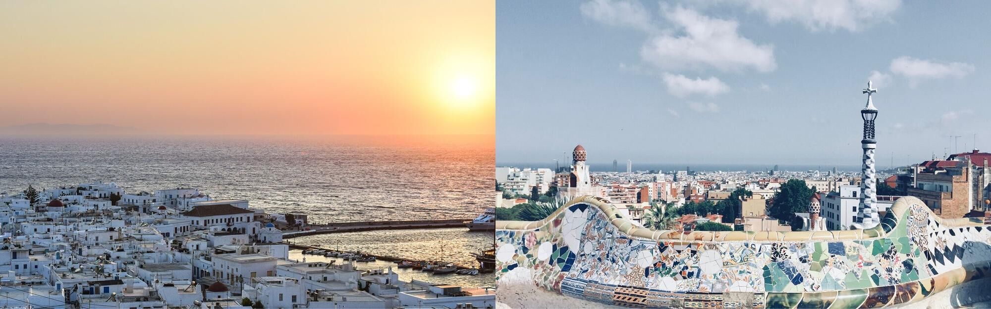 Aerial view from a Mykonos to Barcelona private jet charter flight