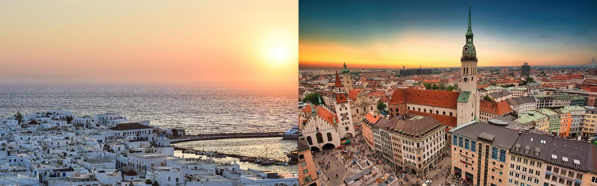 Private jet view for Mykonos and Munich