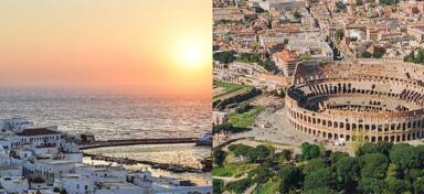 Aerial view from private jet charter flight from Mykonos to Rome