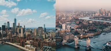 Aerial view from a New York to London private jet charter flight