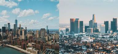 Aerial view from private jet charter flight from New York to Los Angeles