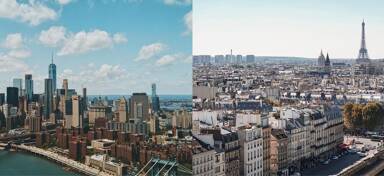 Aerial view from private jet charter flight from New York to Paris