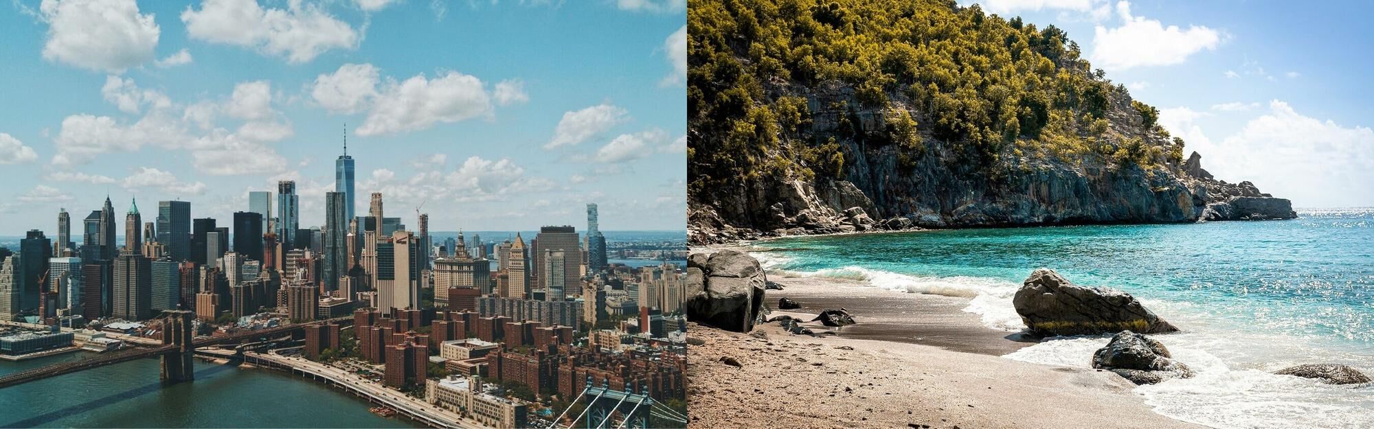 Aerial view of New York and St Jean, St Barts